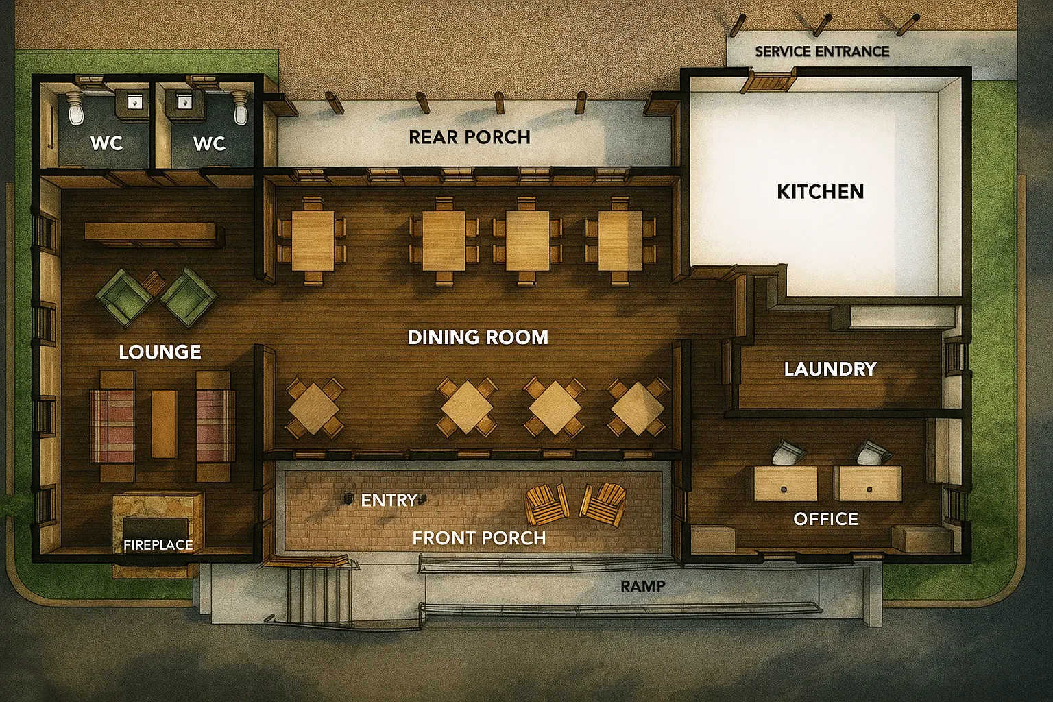 Access Mammoth AI rendering of the floor plan of the Jack and Kathy Copeland center